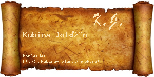 Kubina Jolán névjegykártya