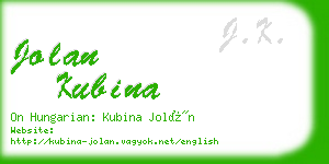 jolan kubina business card